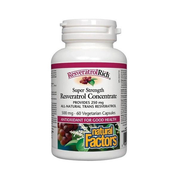 Natural Factors ResveratrolRich Super Strength Concentrate 500 mg - 60 Vegetarian Capsules