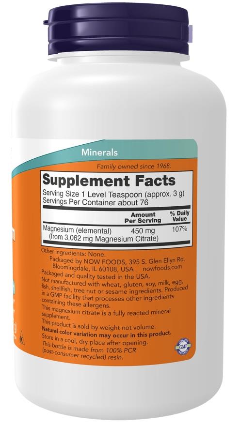 NOW - Magnesium Citrate Powder 227g