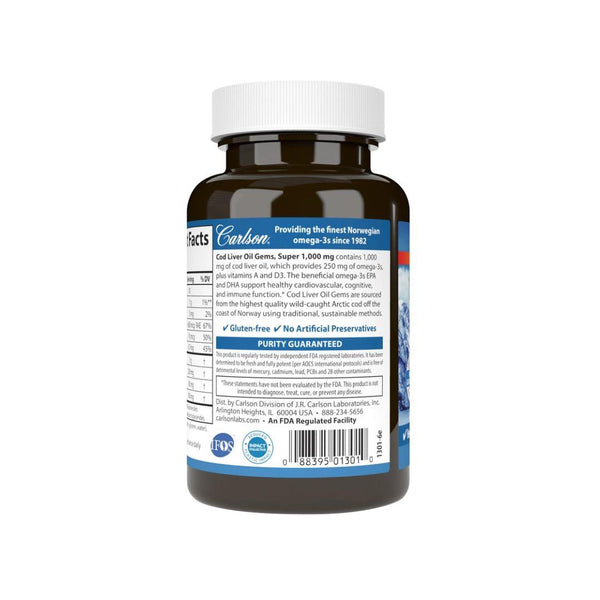 Carlson Cod Liver Oil Gems, Super - 1,000 mg