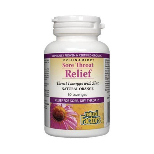 Natural Factors Echiamide Sore Throat 60 Lozenges (Assorted Flavours)