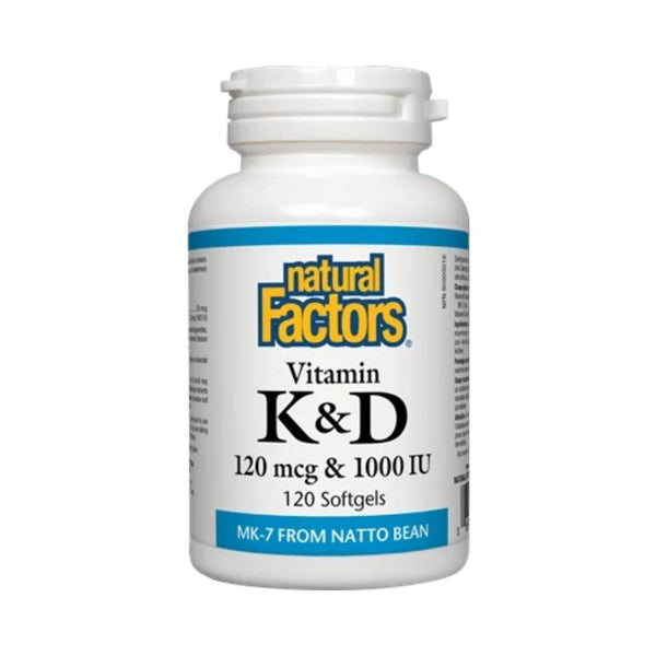 Natural Factors Vitamin K & D (MK-7 From Natto Bean) 120 mcg & 1000 IU - 120 Softgels
