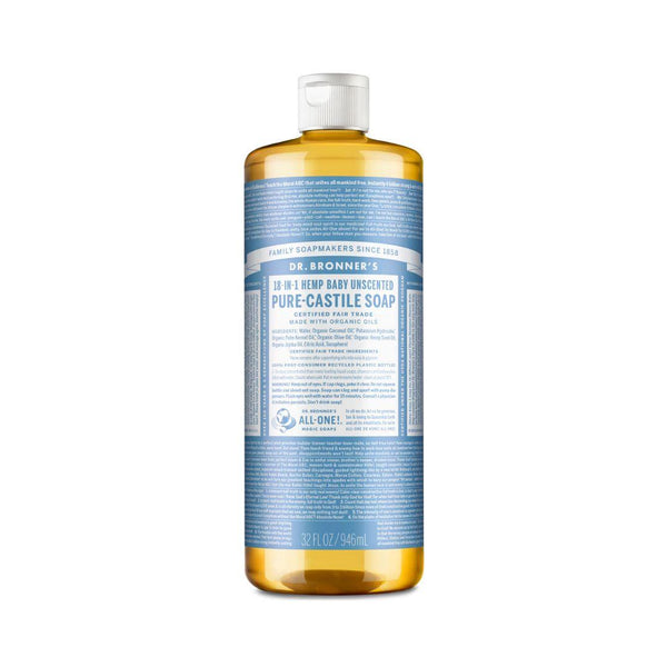 Dr. Bronner's Pure-Castile Liquid Soap (Baby Unscented) - 946 mL