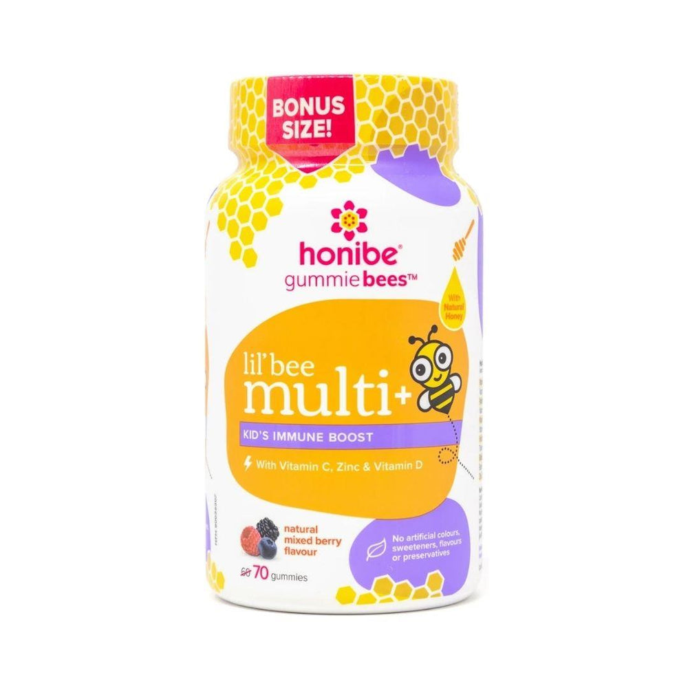 Honibe Lil' Bee Multi+ Kids Immune Boost (Natural Mixed Berry Flavour) - 70 Gummies