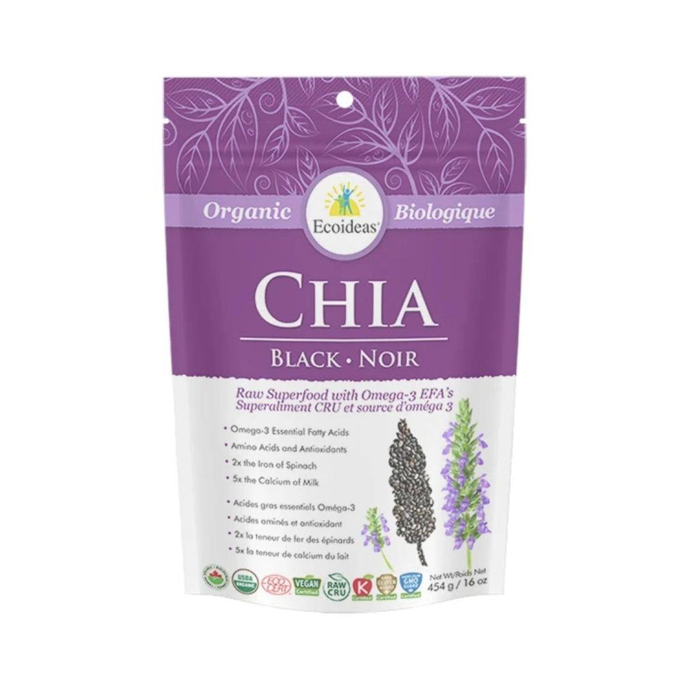 Ecoideas Organic Black Chia Seeds - 454 g