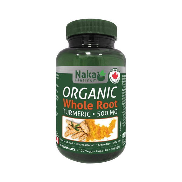 Naka Platinum Organic Whole Root Tumeric 500 mg - 120 Capsules
