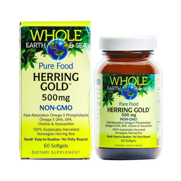Natural Factors Whole Earth & Sea Herring Gold Gelcaps (Assorted Sizes)