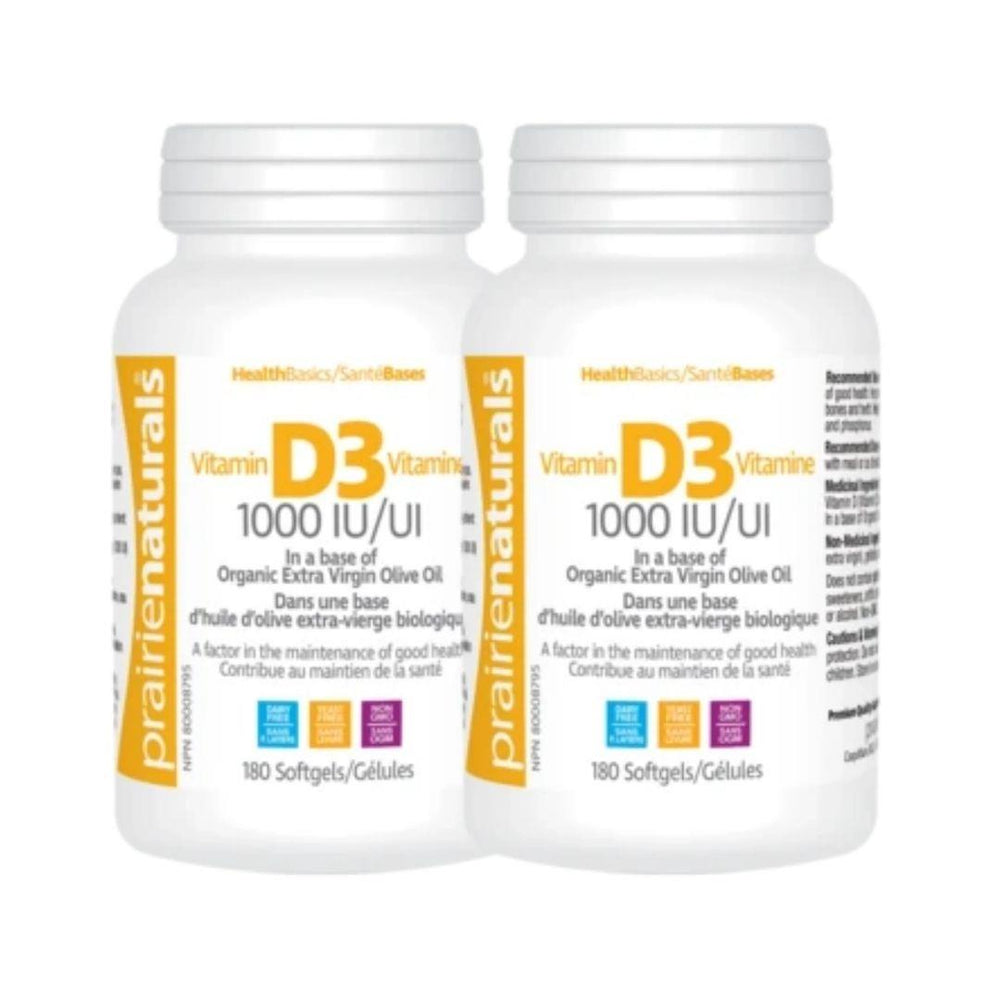 Prairie Naturals 1000iu D3 - 180 Softgels (2 Pack)
