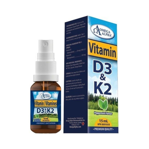 Omega Alpha Vitamin D3 & K2 (Peppermint Flavour) - 15 mL