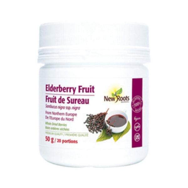 New Roots Elderberry Fruit (Whole Dried Berries) - 50 g / 20 Portions