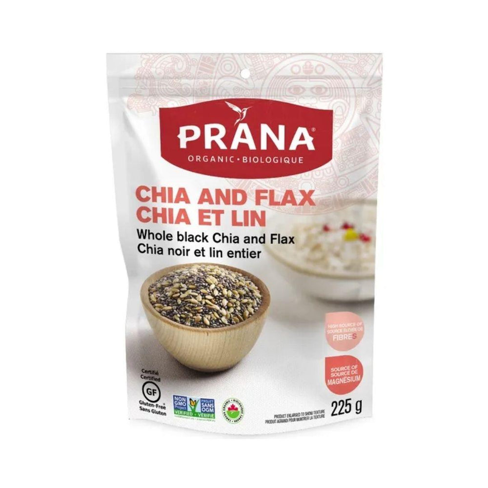 Prana Organic Whole Black Chia and Flax Seeds - 225 g