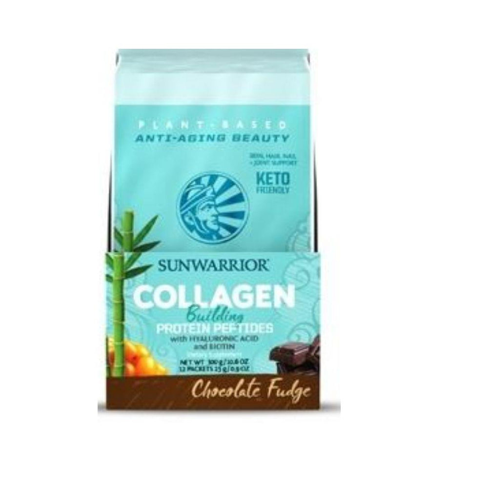 Sunwarrior collagen-building protein chocolate fudge ***SINGLE SERVE PACKETS - 25g