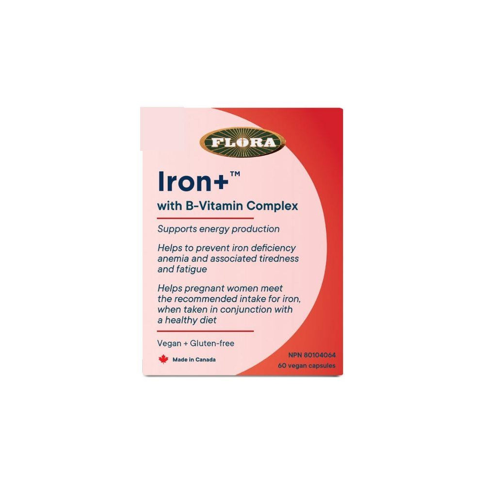 Flora Iron+ with B-Complex Vitamin - 60 Vegan Capsules