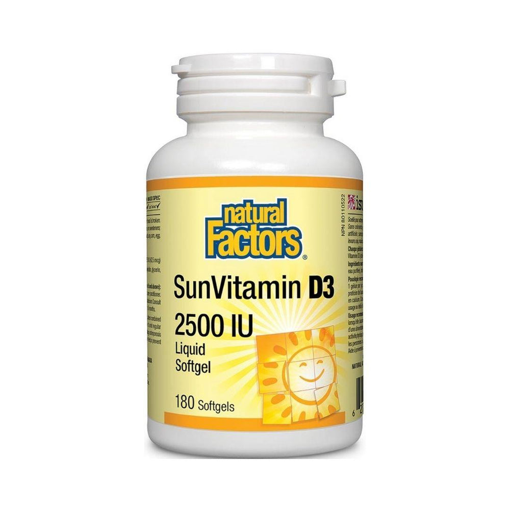 Natural Factors SunVitamin D3 2500 IU - 180 Liquid Softgels