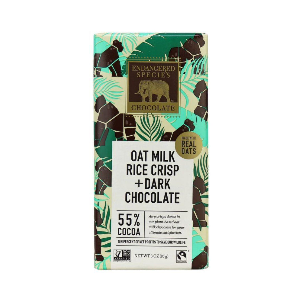Endangered Species Chocolate Dark Chocolate with Oat Milk & Rice Crisps (55% Cocoa) - 85 g