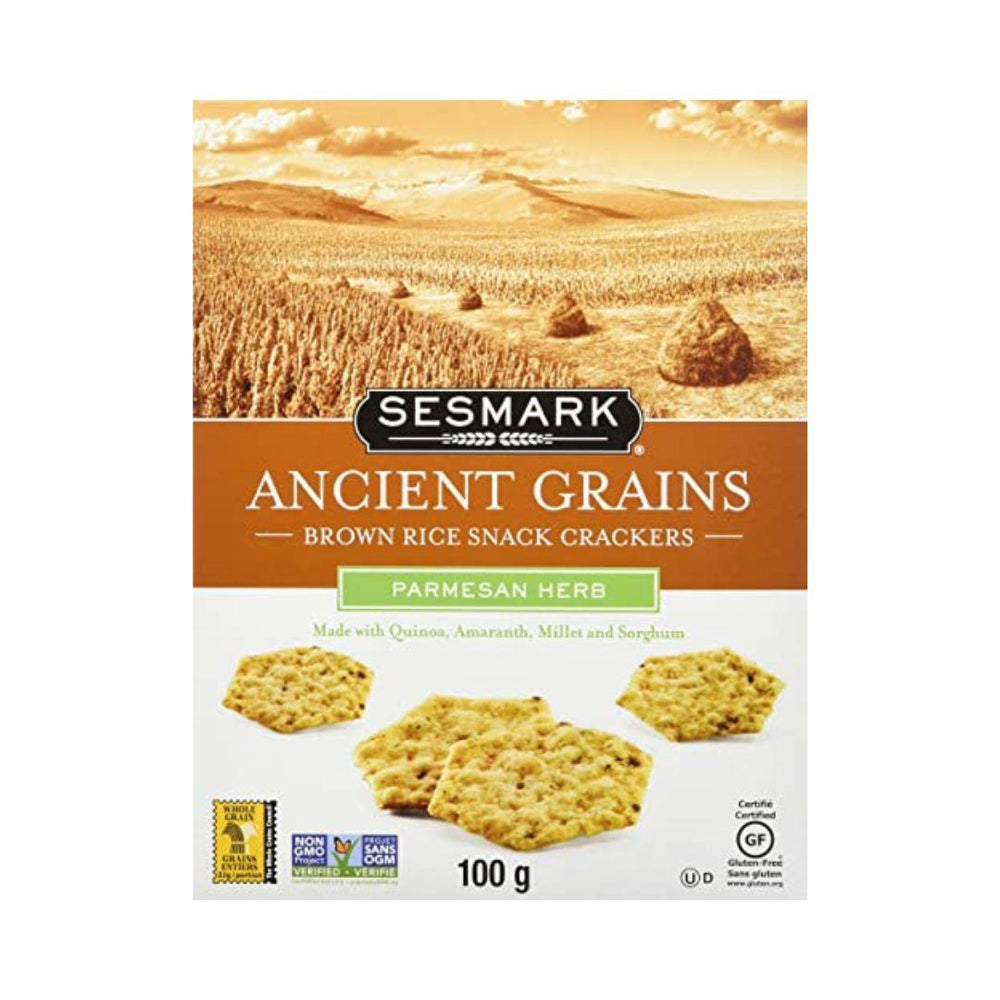 Sesmark Ancient Grains Brown Rice Snack Crackers (Parmesan Herb) - 100 g