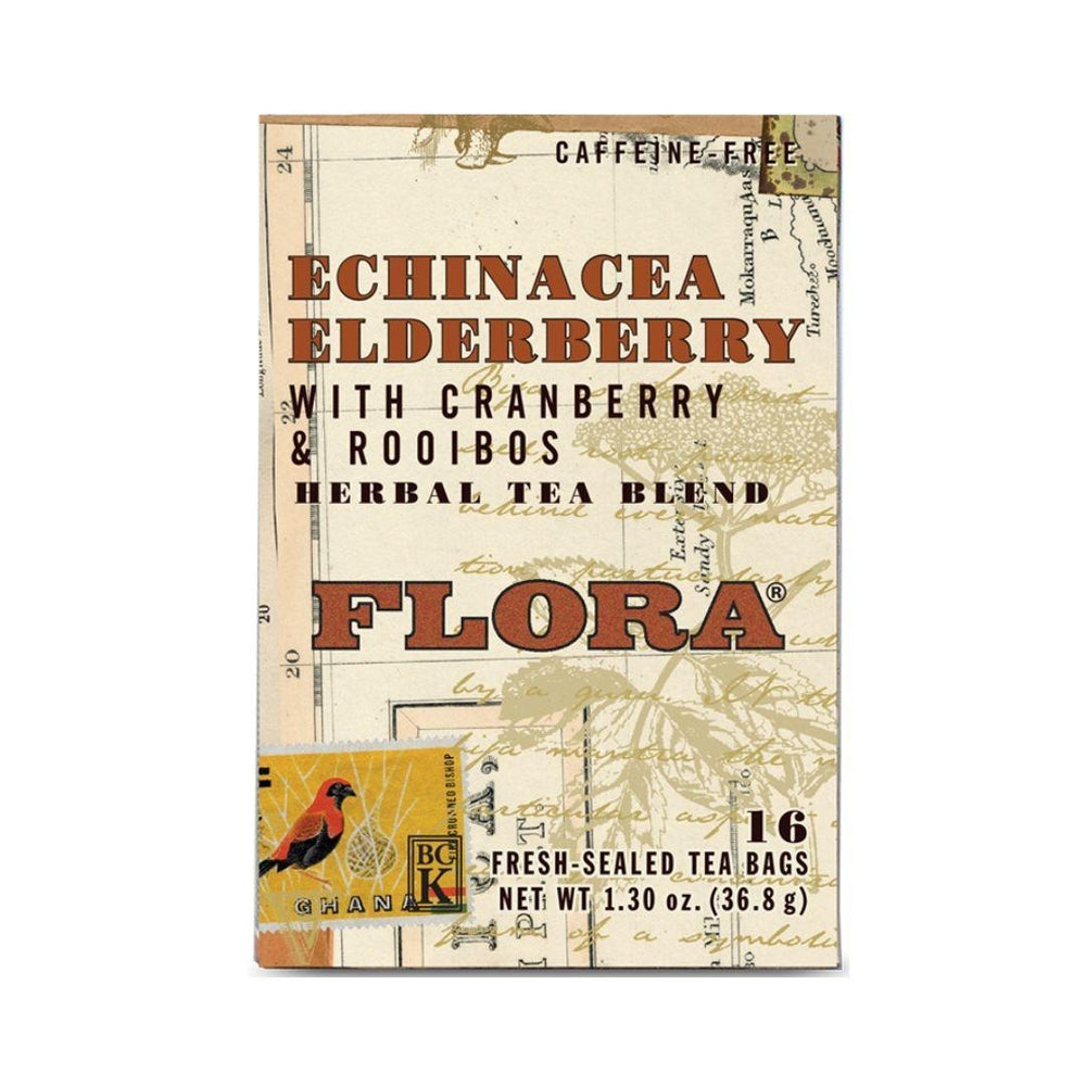Flora Organic Echinacea Elderberry Tea with Cranberry & Rooibos - 16 Tea Bags