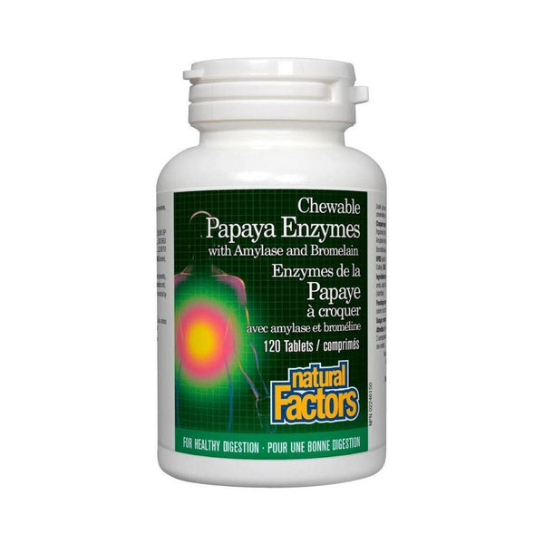 Natural Factors Papaya Enzymes (With Amylase and Bromelain) - 120 Chewable Tablets
