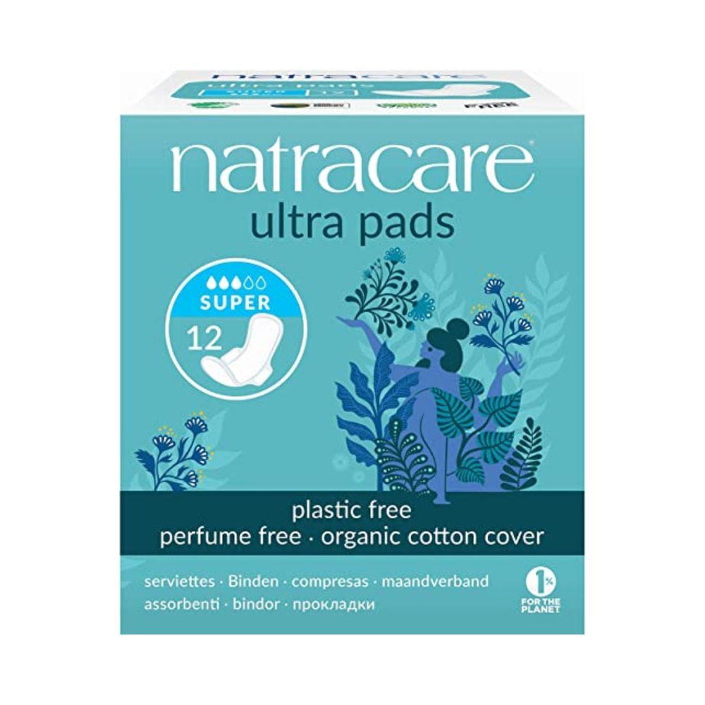 Natracare Ultra Pads, Super (with Wings) - 12 Pads