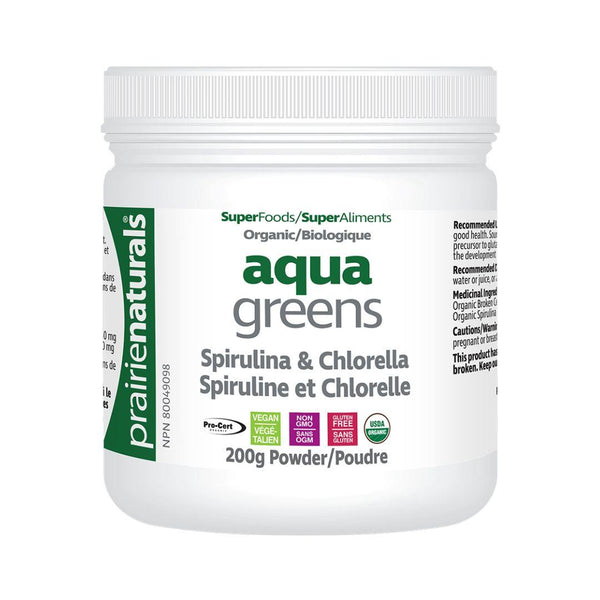 Prairie Naturals Aqua Greens (Spirulina & Chlorella) - 200 g Powder